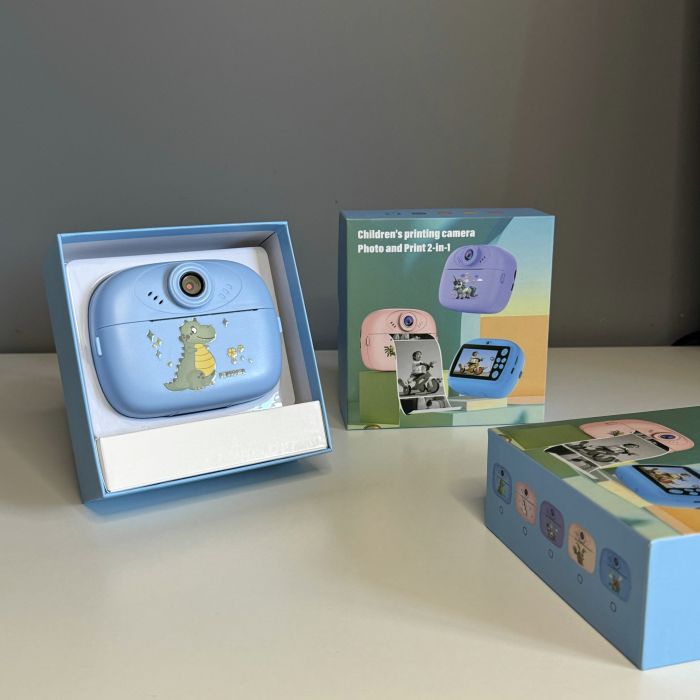 Дитяча миттєва камера з принтером Dragon  +  рулони для друку(DIY Instant Camera) (Синій)