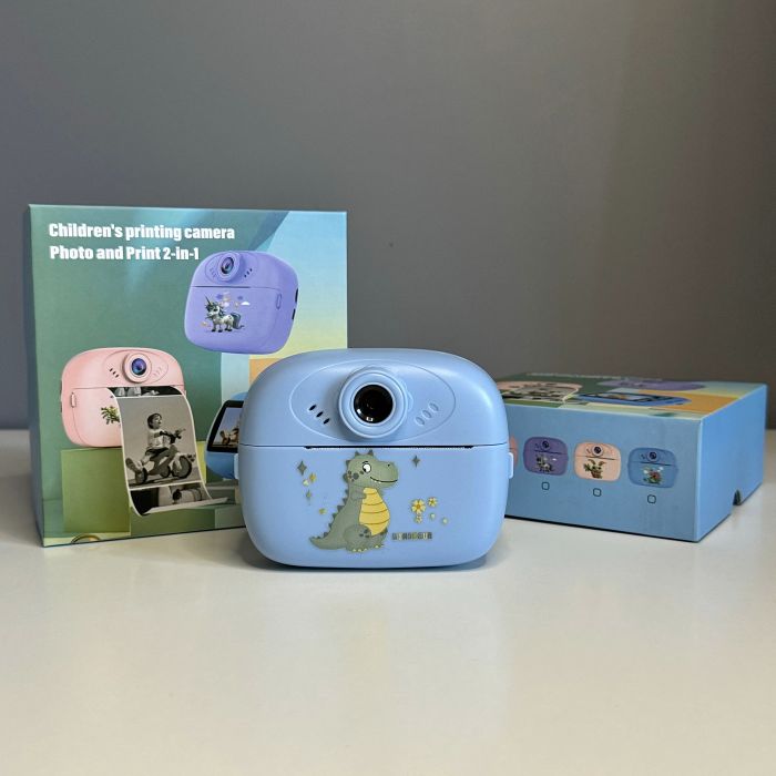 Дитяча миттєва камера з принтером Dragon  +  рулони для друку(DIY Instant Camera) (Синій)