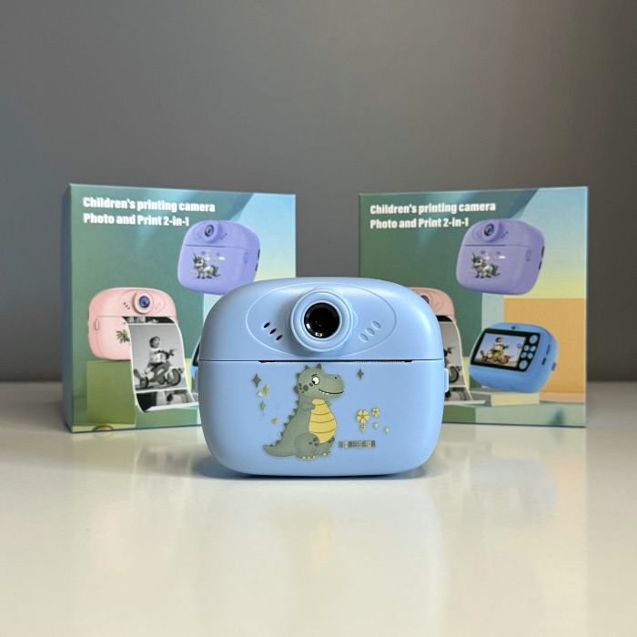 Дитяча миттєва камера з принтером Dragon  +  рулони для друку(DIY Instant Camera) (Синій)