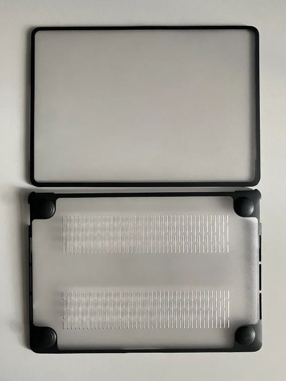 Пластикова накладка з силіконовим бампером для Macbook Air (M1 | A1932 | A2337) (Прозрачный + черный бампер)