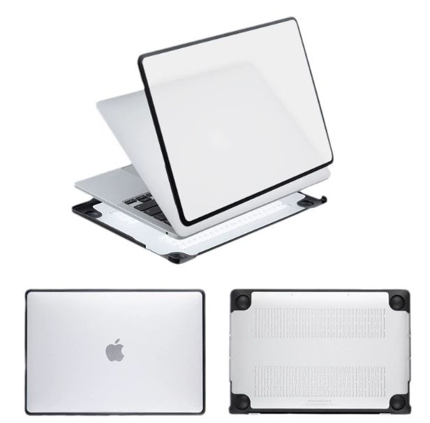 Пластикова накладка з силіконовим бампером для Macbook Air (M1 | A1932 | A2337) (Прозрачный + черный бампер)