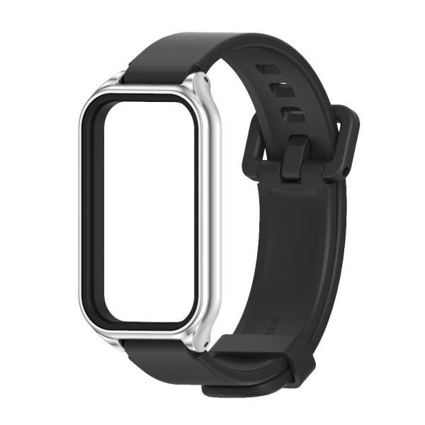 Силіконовий ремінець для Redmi Smart Band 3 / Mi Band 9 Active (Чорний+срібло)