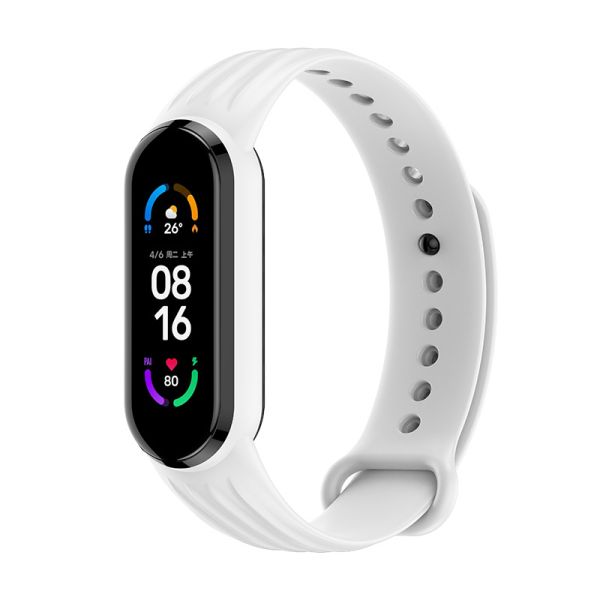 Силиконовый ремешок Dragon для Xiaomi Mi Band 5 | 6 / 7, Красный (Білий)