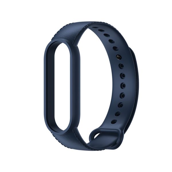 Силіконовий ремінець з імітацією шкіри для Mi Band 5 | 6 , Салатовий (Темно-Синий)