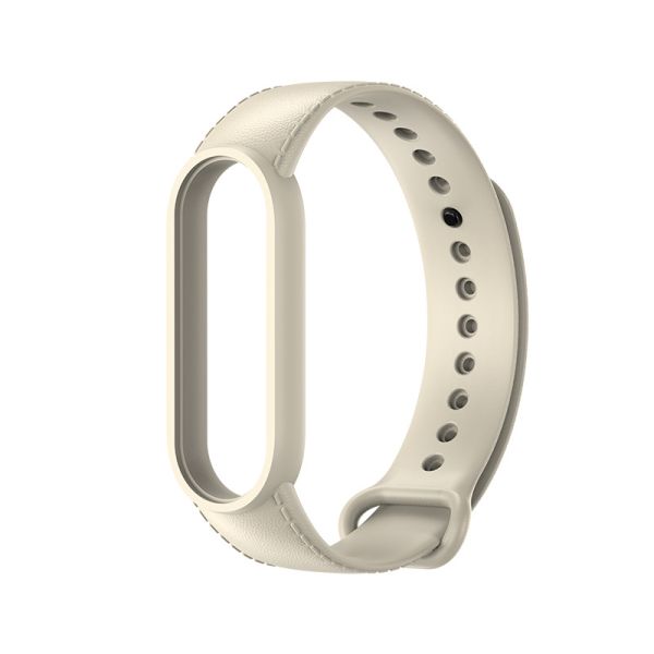 Силіконовий ремінець з імітацією шкіри для Mi Band 5 | 6 , Салатовий (Античный Белый)