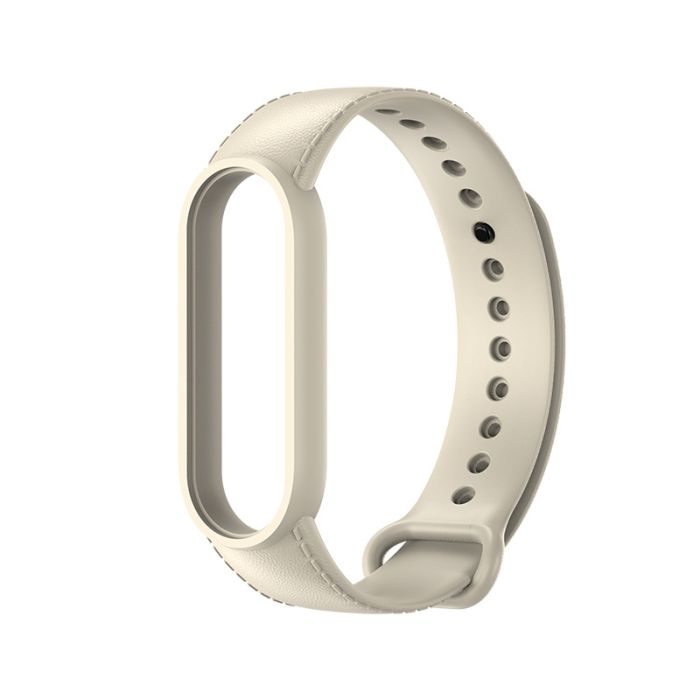 Силіконовий ремінець з імітацією шкіри для Mi Band 5 | 6 , Салатовий (Античный Белый)
