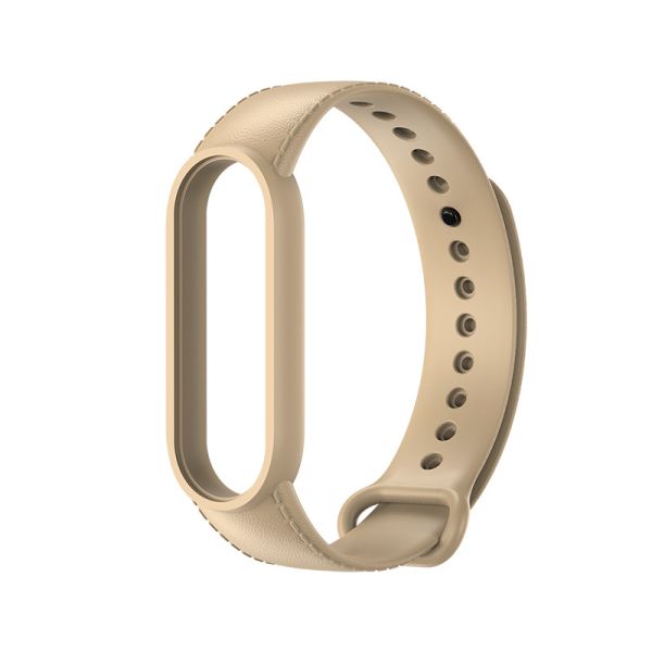 Силіконовий ремінець з імітацією шкіри для Mi Band 5 | 6 , Салатовий (Грецкий орех)