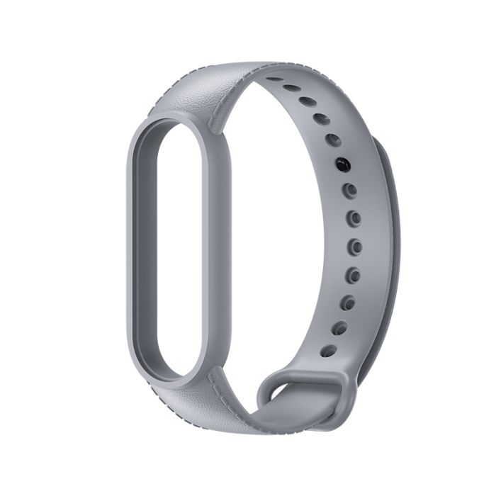 Силіконовий ремінець з імітацією шкіри для Mi Band 5 | 6 , Салатовий (Сірий)