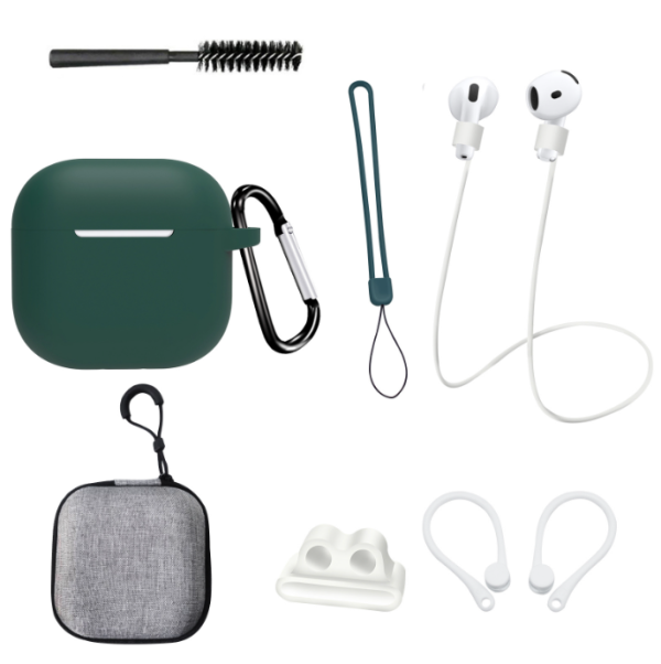 Чохол для AirPods 4 із комплектом аксесуарів 7в1 (Зелений)