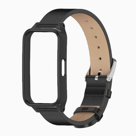 Захисний чохол MIJOBS з ремінцем зі шкіри/мікрофібри для Huawei Band 10 / 9 / 8, з підтримкою NFC (чорний)