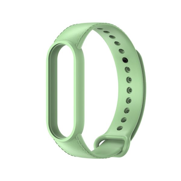 Силіконовий ремінець з імітацією шкіри для Mi Band 5 | 6 , Салатовий (Салатовый)