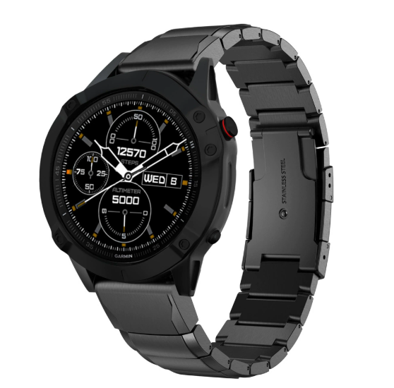 Ремінець металевий для Garmin 22 mm.TITANIUM  (Чорний)