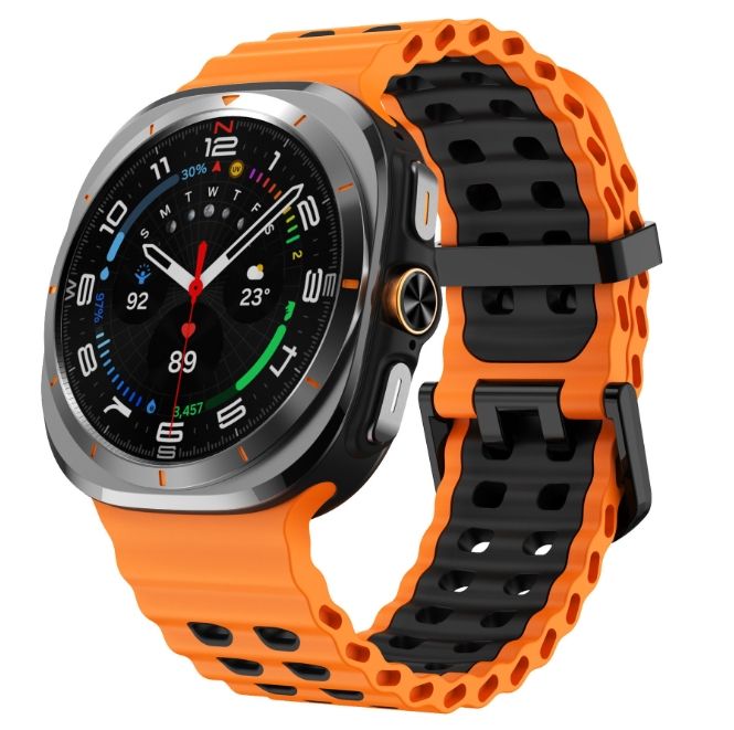 Двоколірний силіконовий ремінець для Samsung Watch Ultra 47 мм (помаранчевий)
