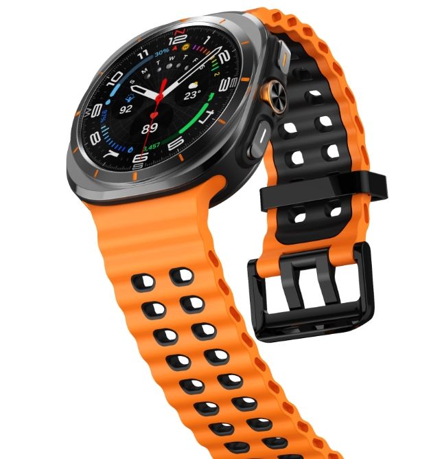 Двоколірний силіконовий ремінець для Samsung Watch Ultra 47 мм (помаранчевий)