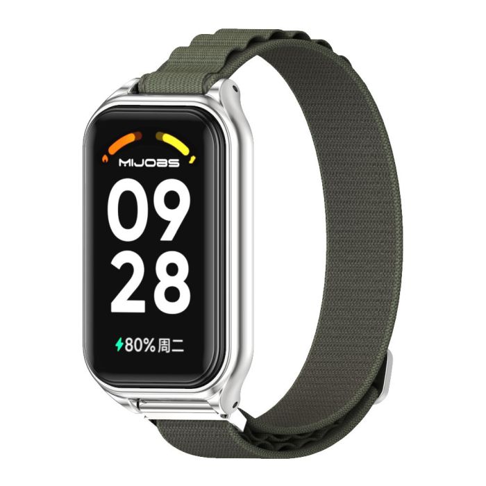  Тканевий ремінець з металевою рамкою для Mi Band 9 Active / Redmi Band 3 (Green)