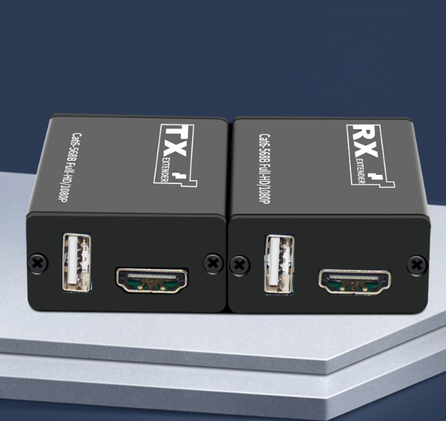 HDMI Extender TX/RX з KVM через CAT6 до 30 м, Full HD 1080P, без живлення