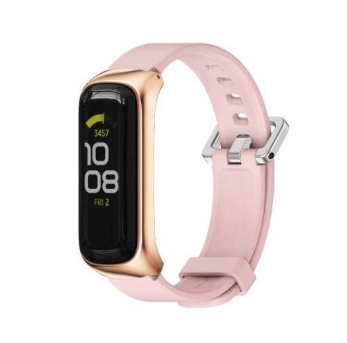 Силіконовий ремінець з захисною рамкою для Samsung Galaxy Fit 2 (рожевий)