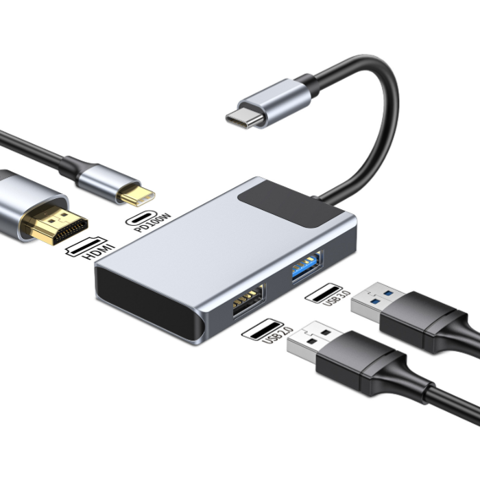USB-C Хаб 4-в-1 модель ZX072 — HDMI, PD 100W, USB 3.0, USB 2.0