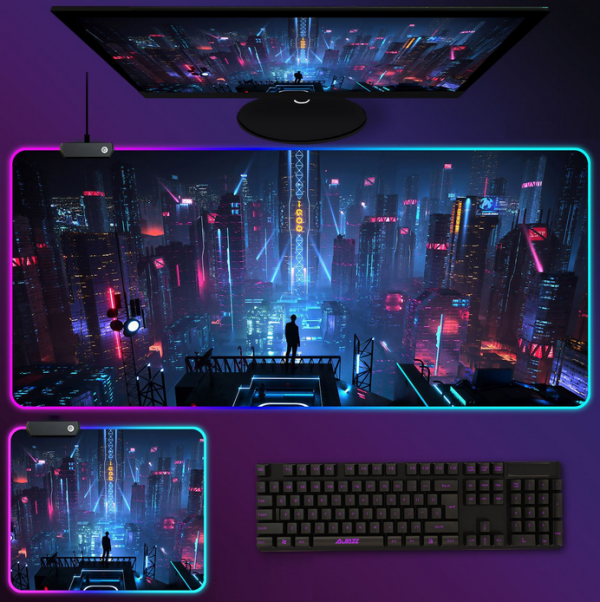Килимок для мишки з підсвіткою 80*30 см. Night  (1)