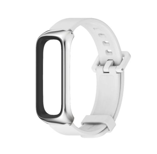 Силіконовий ремінець з захисною рамкою для Samsung Galaxy Fit 2 (білий)