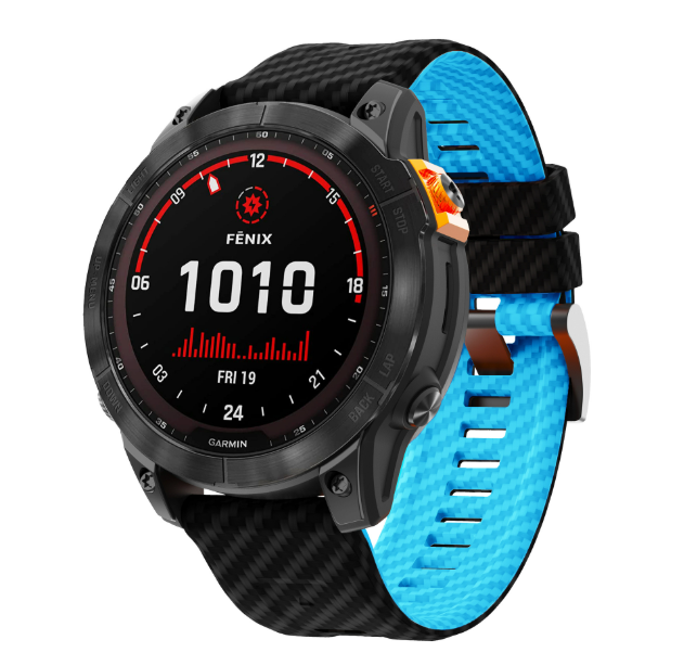 Силіконовий ремінець з карбоновим візерунком 26 мм для Garmin Fenix / Enduro / Tactix (Lihgt Blue)