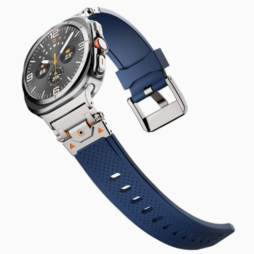 Металевий ремінець Armor Pro із силіконовою вставкою для Samsung Galaxy Watch 8 40/44 мм. (blue+titan)
