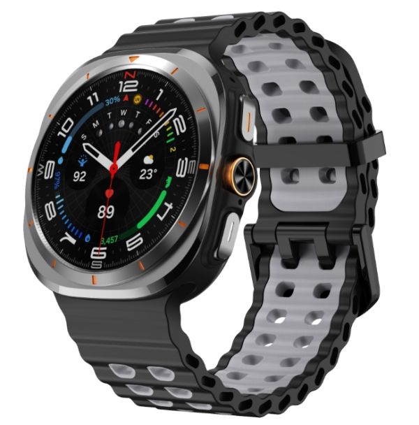 Двоколірний силіконовий ремінець для Samsung Watch Ultra 47 мм (чорний+сірий)