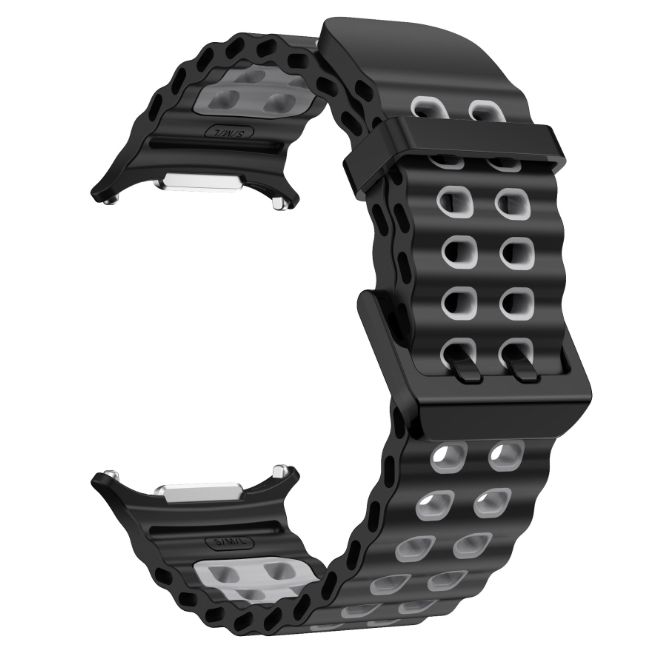 Двоколірний силіконовий ремінець для Samsung Watch Ultra 47 мм (чорний+сірий)