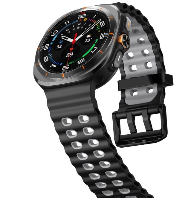 Двоколірний силіконовий ремінець для Samsung Watch Ultra 47 мм (чорний+сірий)