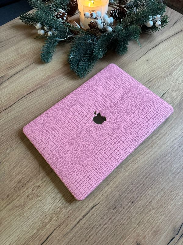 Чохол накладка на MacBook Pro 13  M1/M2/M3 ШКІРЯНИЙ (Рожевий)