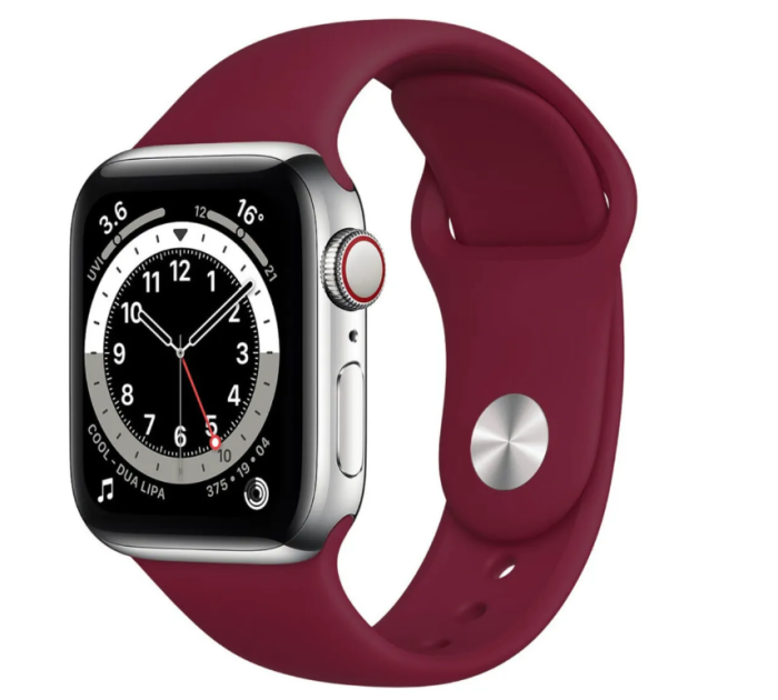 Ремінець силіконовий для Apple Watch 42 / 44 / 45 / 49 AAA+,  (Бордовый)
