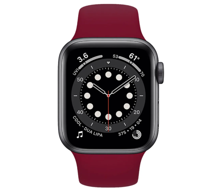 Ремінець силіконовий для Apple Watch 42 / 44 / 45 / 49 AAA+,  (Бордовый)