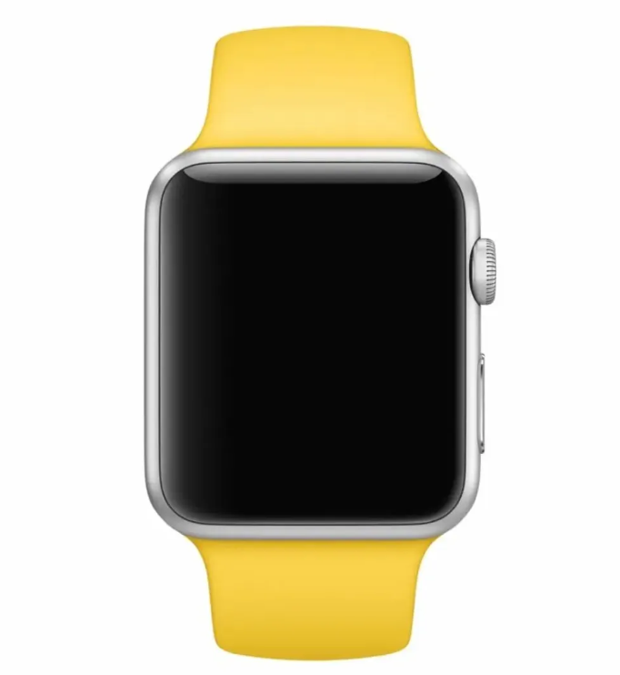 Ремінець силіконовий для Apple Watch 42 / 44 / 45 / 49 AAA+,  (Жовтий)