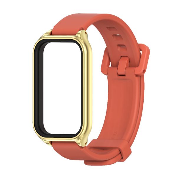 Силіконовий ремінець для Redmi Smart Band 3 / Mi Band 9 Active (Червоний+Золото)