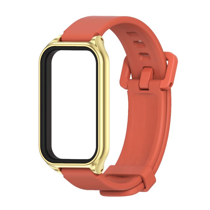 Силіконовий ремінець для Redmi Smart Band 3 / Mi Band 9 Active (Червоний+Золото)