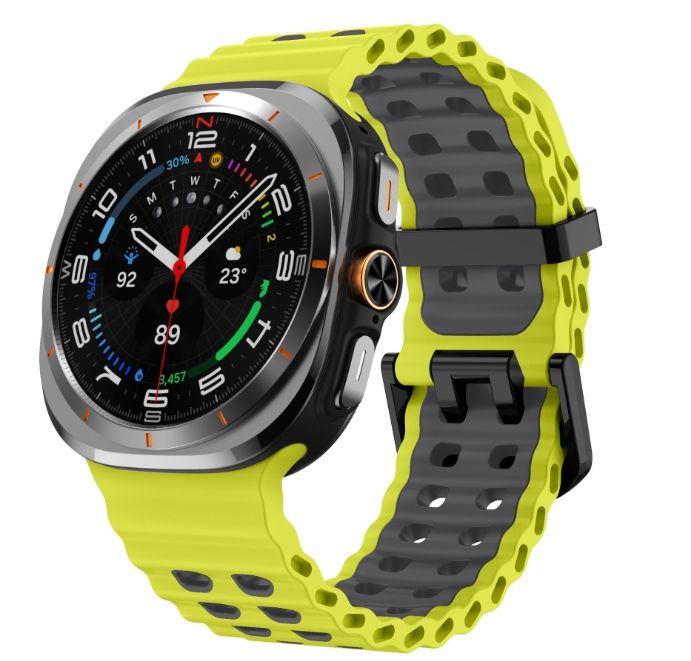 Двоколірний силіконовий ремінець для Samsung Watch Ultra 47 мм (лайм)