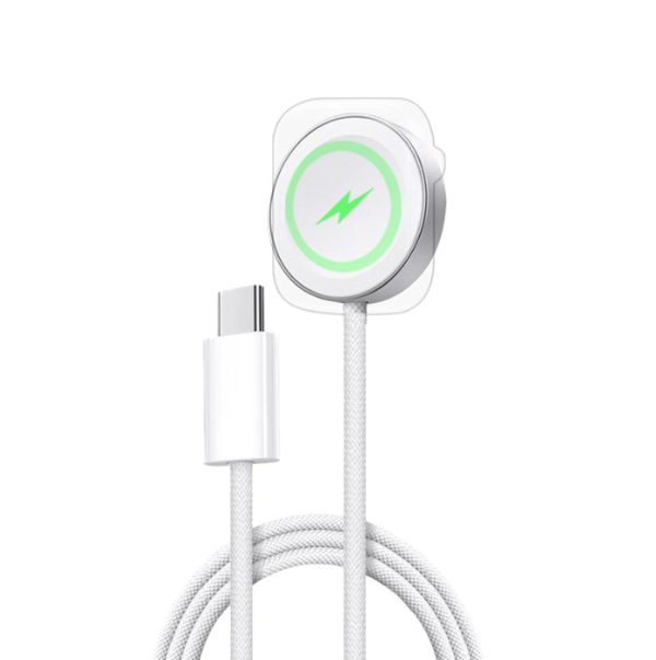 Магнітний бездротовий зарядний кабель USB-C для Apple Watch Series 2–10, SE, Ultra/Ultra 2, білий пл