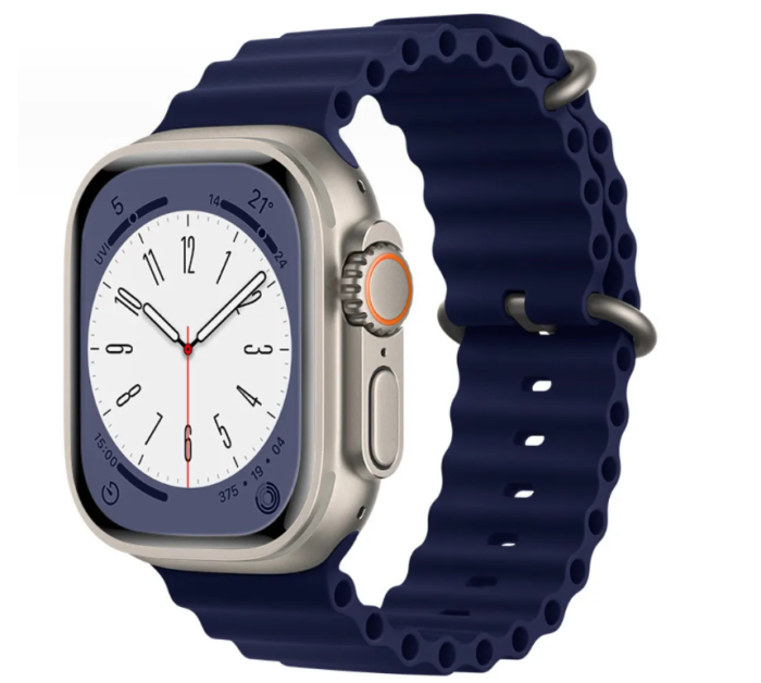 Ремінець силіконовий Ocean Band 42 / 44 / 45 / 49 AAA+, Молочний (Синій)