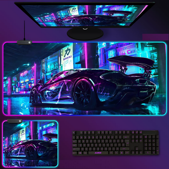 Килимок для мишки з підсвіткою 80*30 см. Night  (5)