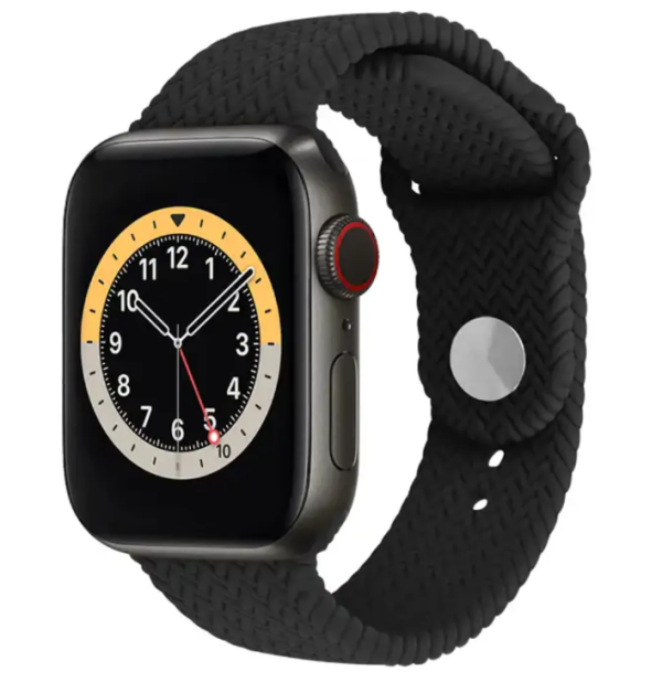 Силіконовий ремінець Braid для Apple Watch 42 / 44 / 45 / 49 AAA+ AAA+, Зелений (Чорний)