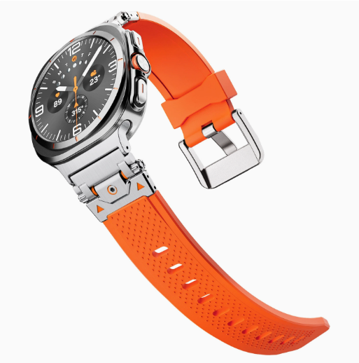 Металевий ремінець Armor Pro із силіконовою вставкою для Samsung Galaxy Watch 8 40/44 мм. (orange+silver)