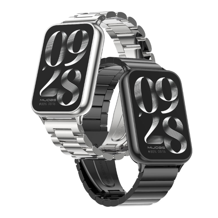 Металевий браслет для Mi Band 8/9 Pro, Redmi Watch 4/5 – нержавіюча сталь (Срібний 3х секційний)