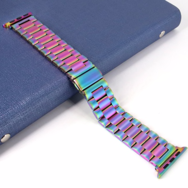 Ремінець металевий BlackPink 3-Bead Metal Band для Apple Watch 38 | 40 мм, Silver (Бензиновый)