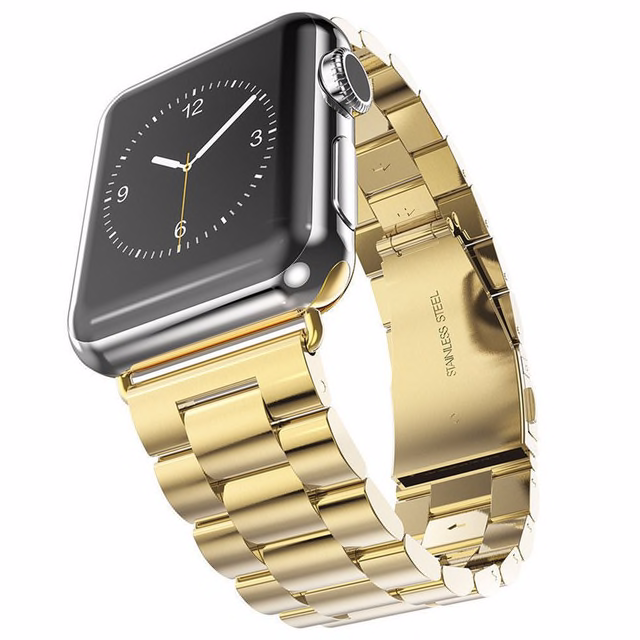 Ремінець металевий BlackPink 3-Bead Metal Band для Apple Watch 38 | 40 мм, Silver (Желтое Золото)