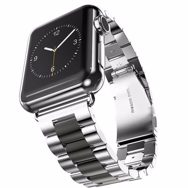 Ремінець металевий BlackPink 3-Bead Metal Band для Apple Watch 38 | 40 мм, Silver (Серебряный с черным)