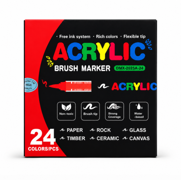 Набір акрилових маркерів GuangNa Acrylic Brush Marker GN.8101 (24 шт.)