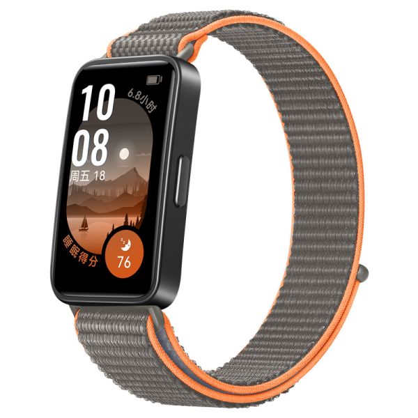 Нейлоновий ремінець для Huawei Band 8 / 9 з липучкою (Grey/Orange)