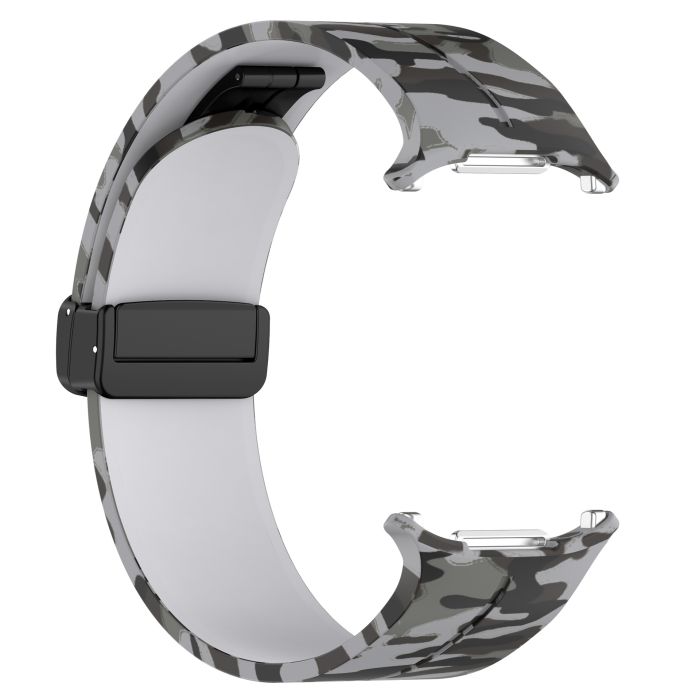 Камуфляжний силіконовий ремінець з магнітною пряжкою для Samsung Galaxy Watch7 Ultra 47 мм (світло-сірий)