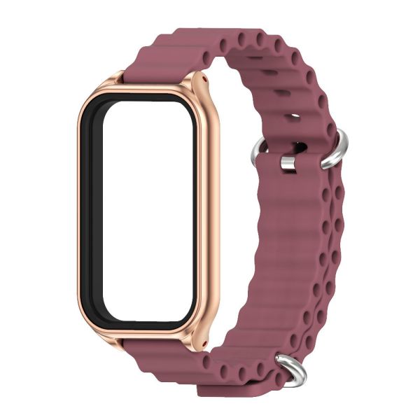 Силіконовий ремінець Ocean з алюмінієвою рамкою для Mi Band 9 Active / Redmi Band 3 (Бордовий)