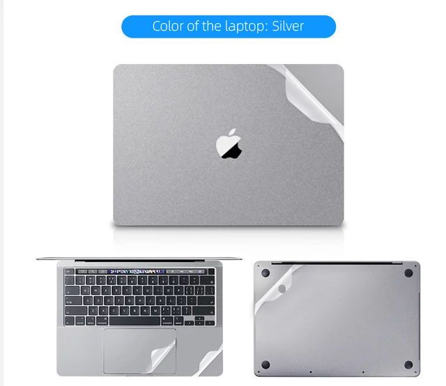 Вінілове покриття наклейка для MacBook (Кришка, Низ, Трекпад, Внутрішня частина), MacBook Pro A1989, (MacBook Pro A1989, A2159 Silver)